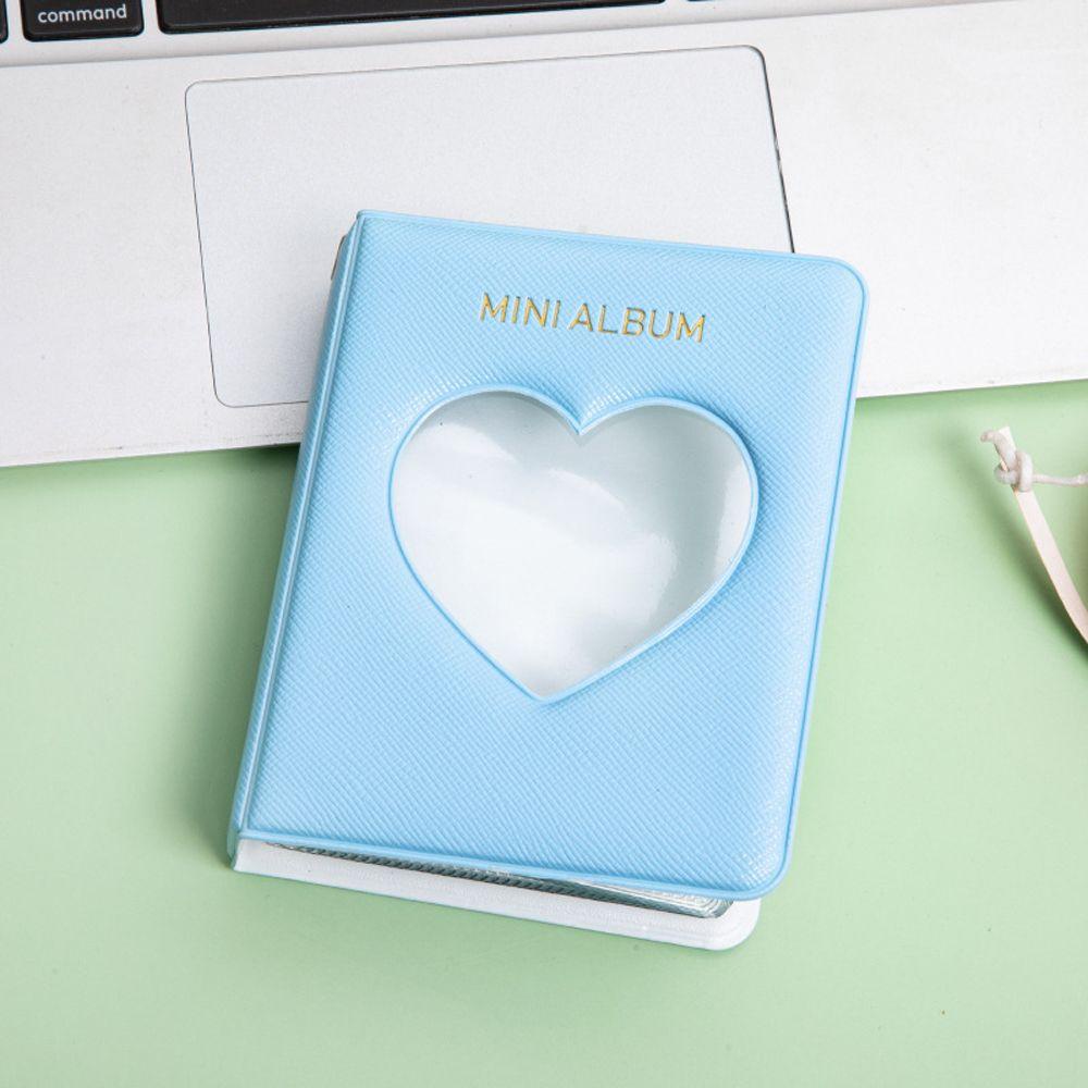 NEEDWAY Album Hati Berongga Mini DIY Stationary Heart shaped Square Photocard Holder Collect Book Card Binder Postcard Storage Photocard Album