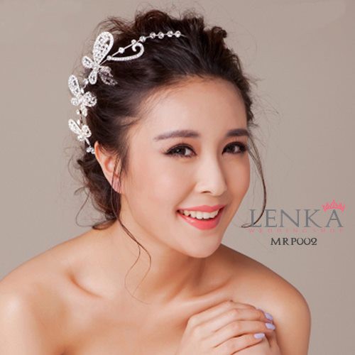 [STOK TERBATAS] AKSESORIS RAMBUT PENGANTIN TIARA KUPU CRYSTAL SILVER MRP002