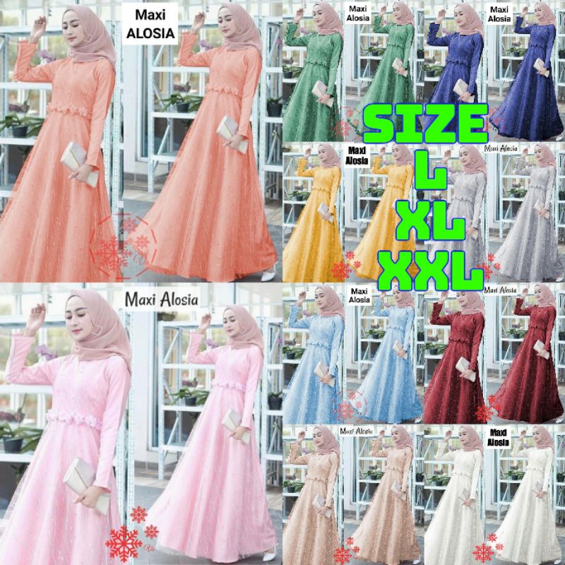 GAMIS MAXI ALOSIA BRUKAT TULANG MAXI DRESS MUSLIM GAMIS WANITA MUSLIM TR