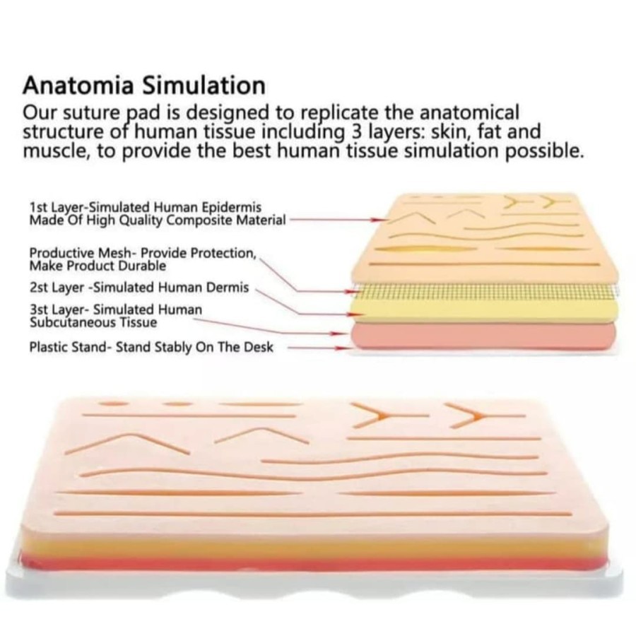 Model Kulit Silikon Pad Latihan Jahit Luka Medis Hecting Wound Sutura - SIKON