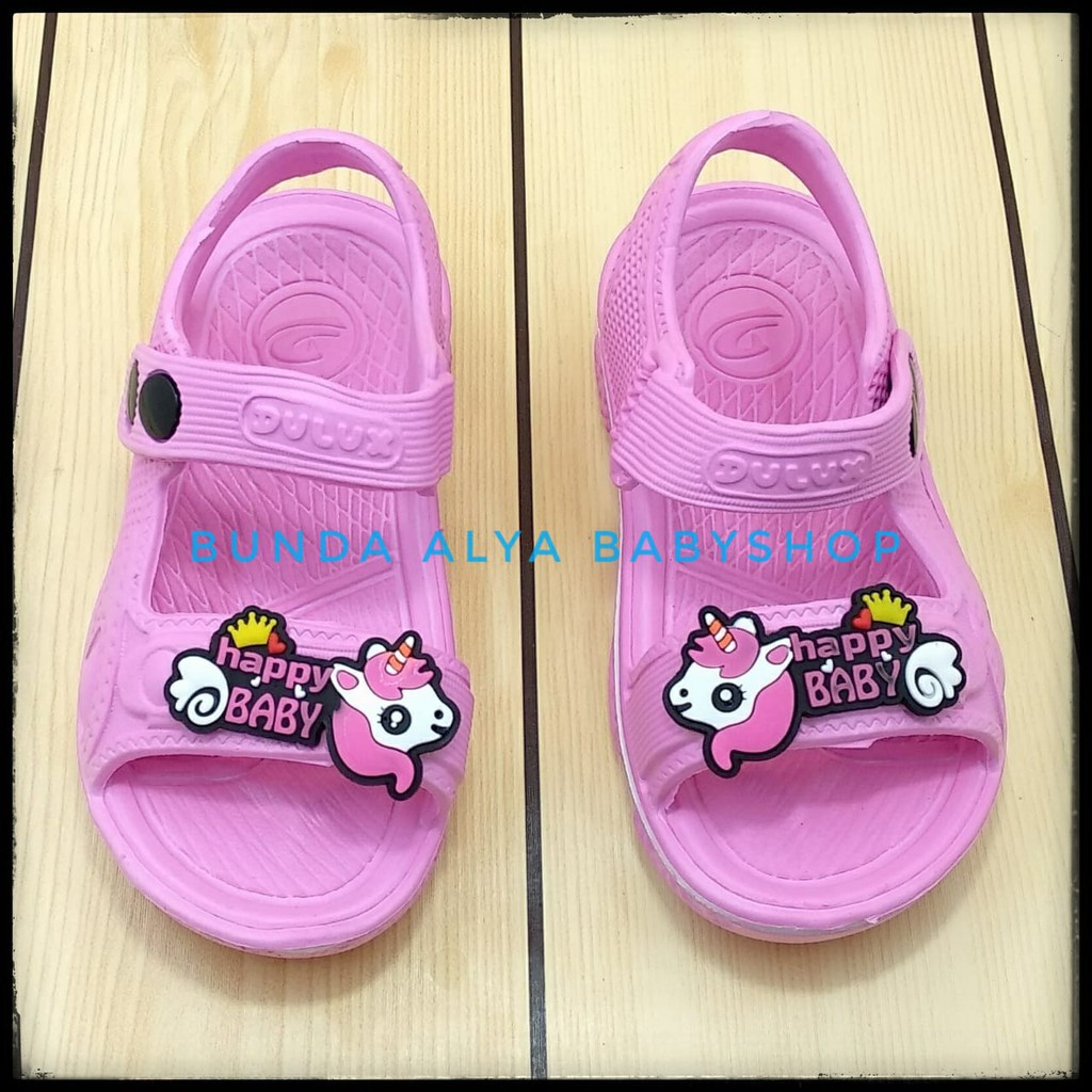 Sendal Anak Perempuan Usia 3 4 5 Tahun Motif Lucu PINK Karet Elastis - Sepatu Sandal Anak Cewek Karet Unicorn Anti Licin Size 24 - 29