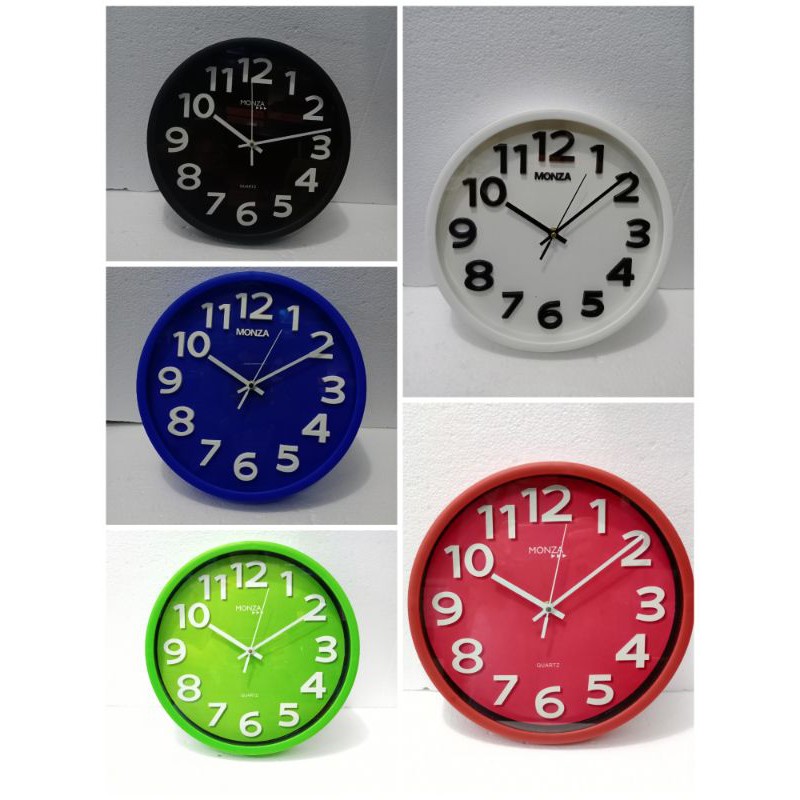 jam dinding monza M5 FC/jam dinding polos/jam dinding warna 32 Cm/jam Besar