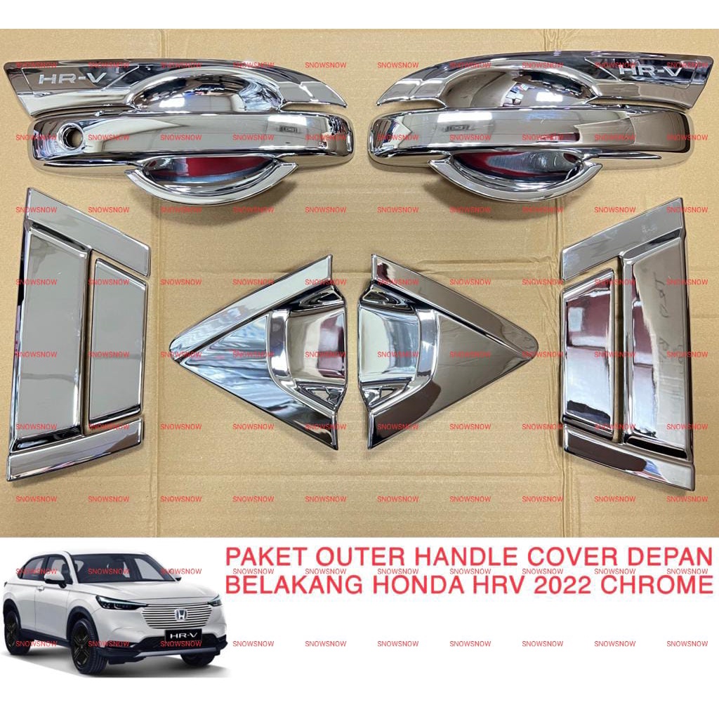 Paket Outer Handle Depan Belakang Cover Honda HRV 2022 UP Hitam Chrome