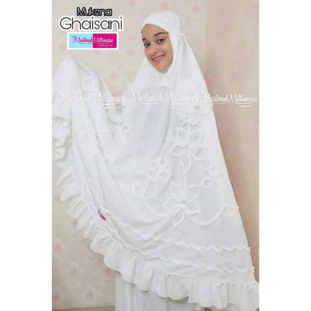 Mukena | mukena dewasa | mukena miulan | mukena GHAISANI putih | mukena putih | mukena polos