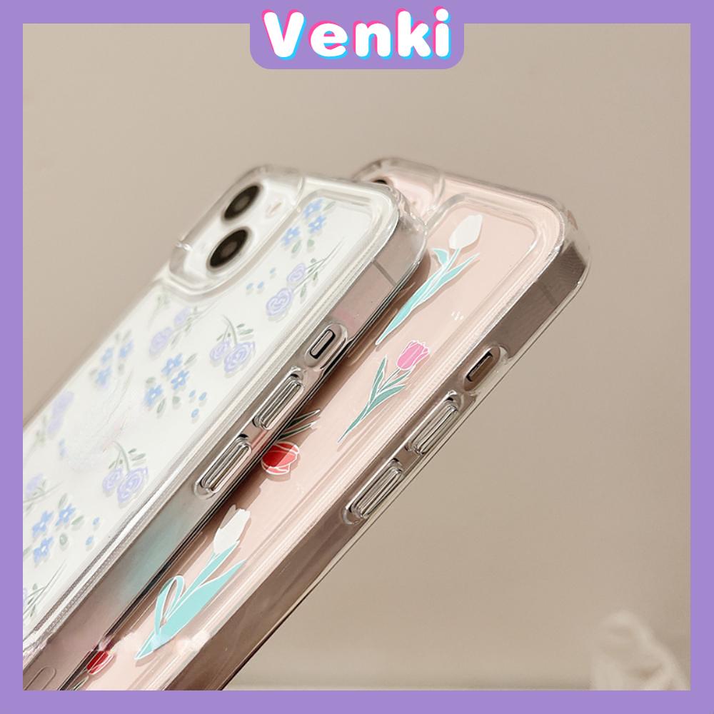 iPhone Case Thick Silicon Soft Case Clear Case Shockproof Camera Protection Metal Button Tulip Flower Compatible For iPhone 11 iPhone 13 Pro Max iPhone 12 Pro Max iPhone 7 Plus xr