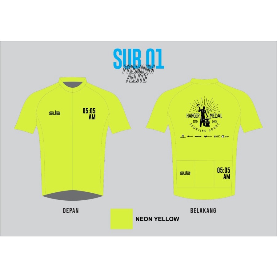 HANGERMEDAL NEON YELLOW SUBJERSEY SUB JERSEY SEPEDA 05 AM 05AM ELITE