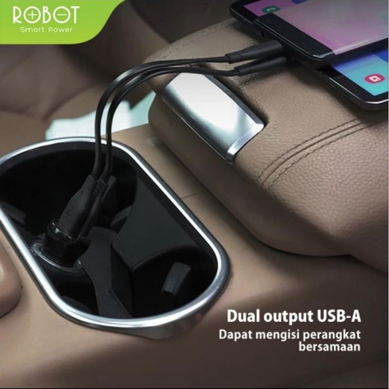 ROBOT Car Charger Dual Output RT-C07 - Free Kabel Micro USB - Original