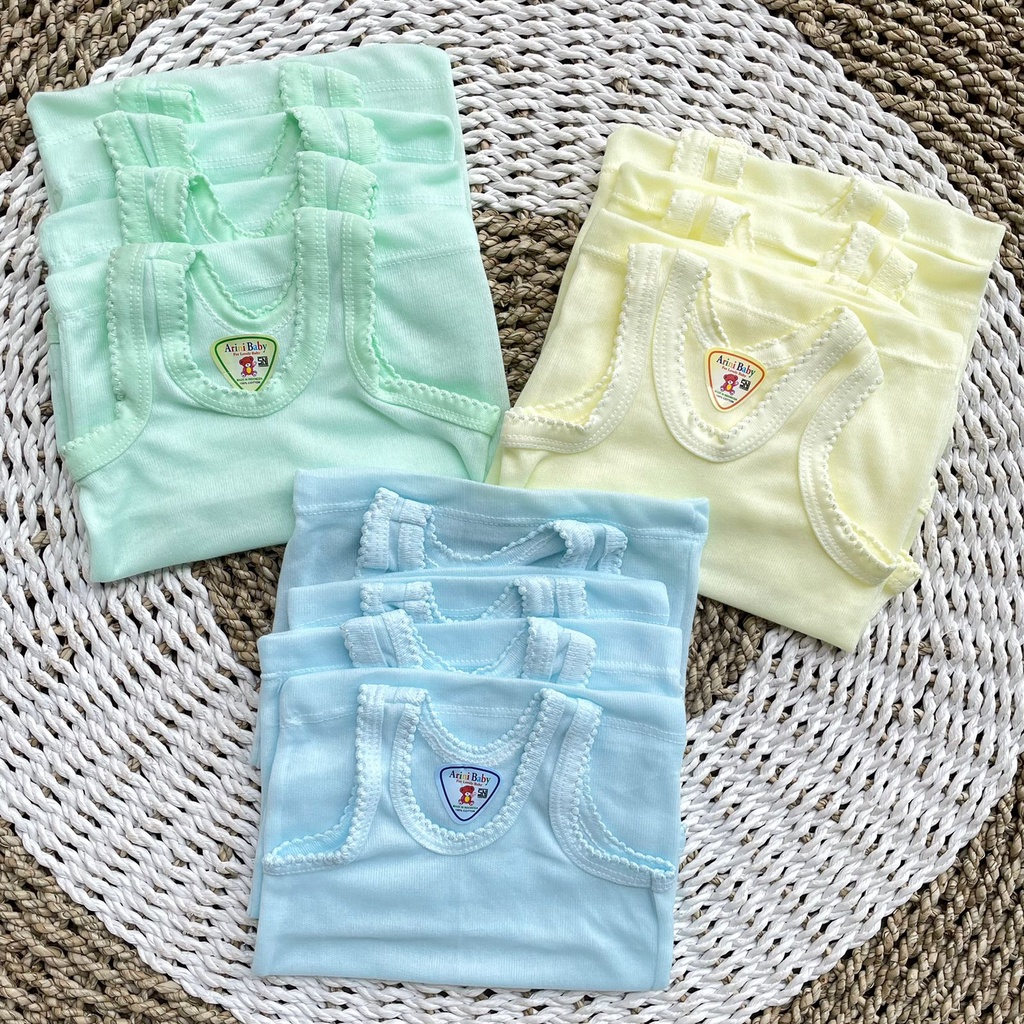 6, 12 Singlet Bayi Warna Baby Newborn S, M, L, XL