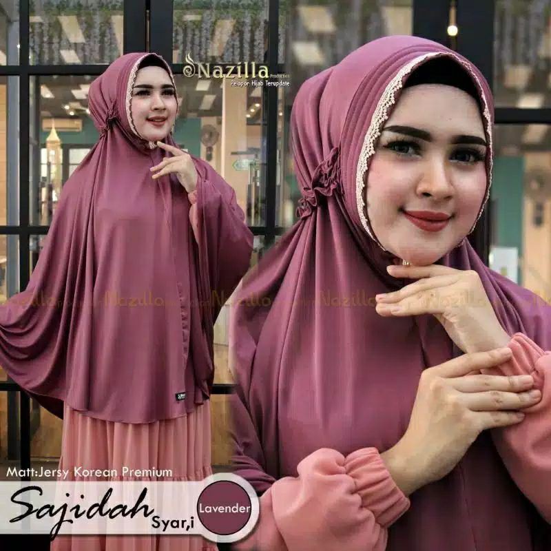 Jilbab instan syar'i sajidah jumbo jersey renda-1
