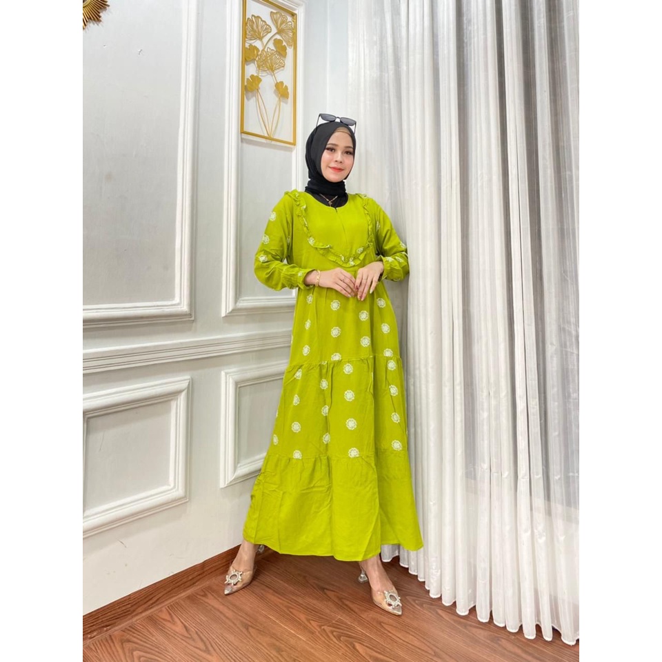 1KG MUAT 4PCS | MARISA RUFFLE DRESS GAMIS RAYON HITS OOTD SELEBGRAM FASHION WANITA TERBEST SELLER