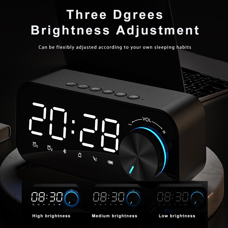 ColorCoral Speaker Bluetooth Portable Bass Jam Alarm Clock LED Display Spiker Bluetooth