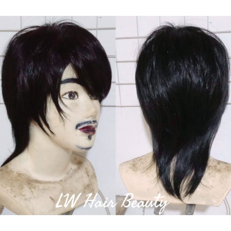 wig pria panjang rambut palsu pria panjang