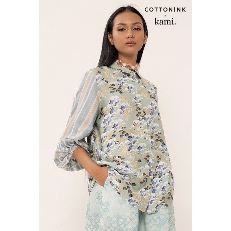 MINT GREEN KANAGAWA KAMIIDEA COTTONINK X KAMI
