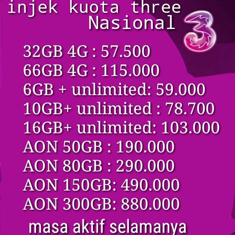 Paket Three Harga Terbaik Pulsa Voucher September 2021 Shopee Indonesia