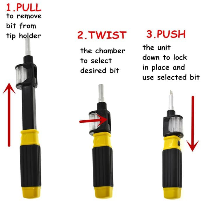 Obeng Bit 360 Obeng 6 in 1 Obeng Set Obeng Multifungsi Screwdriver BIT 360 Obeng 6 Mata Screw Slot