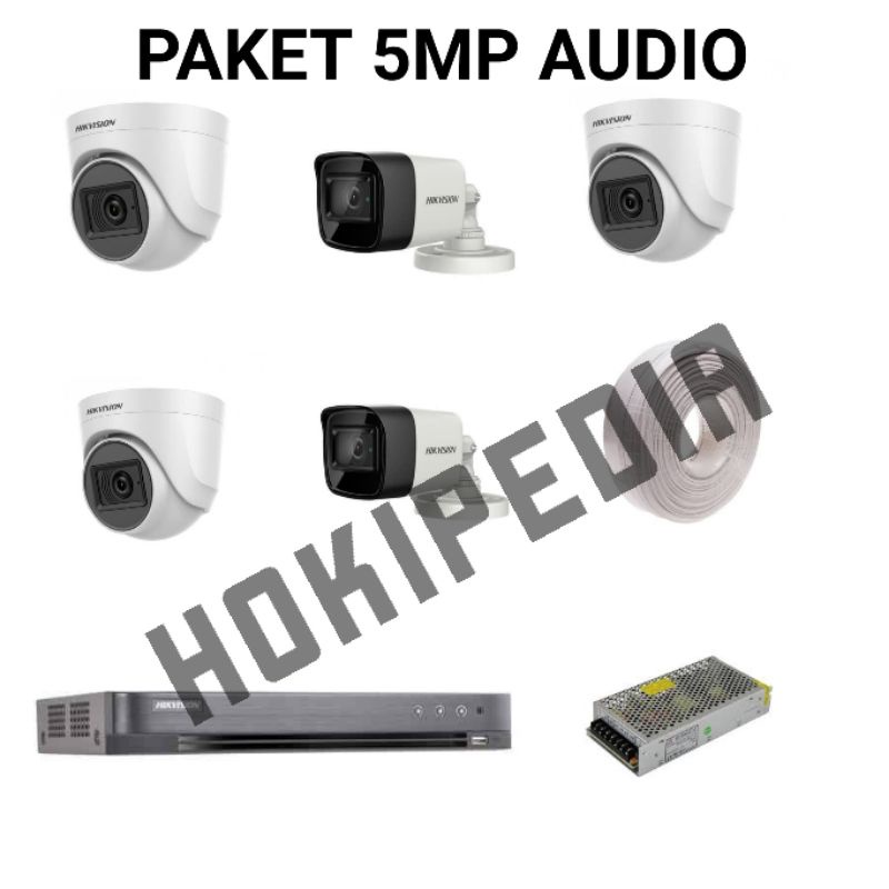 PAKET CCTV 8CH 5 KAMERA 5MP AUDIO HIKVISION PAKET CCTV 5 KAMERA 5MP AUDIO HIKVISION