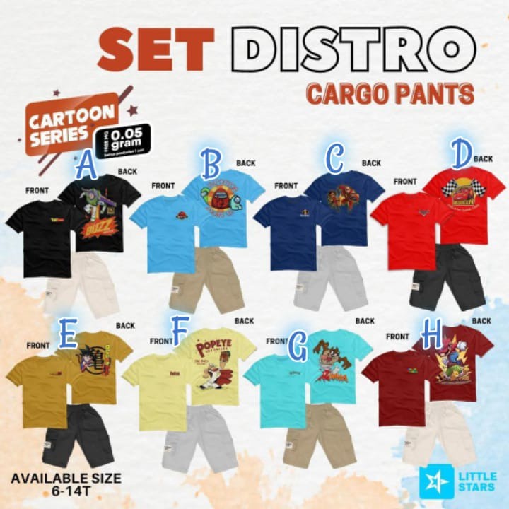 SETELAN ANAK LAKI-LAKI DISTRO CARGO PANTS 6-14 TAHUN