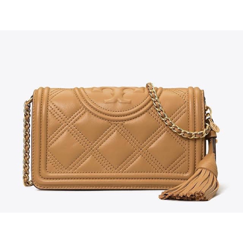 TORY BURCH TB FLEMING SOFT WALLET CROSSBODY TIRAMISU