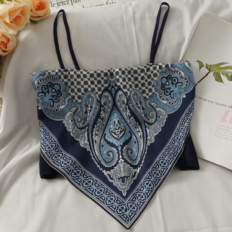 Tank Top Scarf Bandana Korea Tanktop Scarf Crop Top Tank Top Motif Ethnic Scarft-8