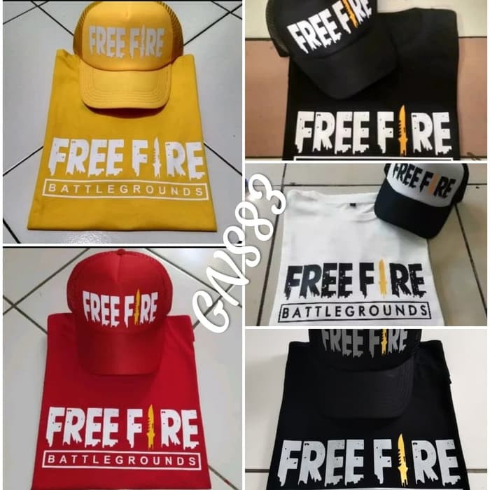 Promo KAOS FREE FIRE BATTLEGROUNDS PUBG +TOPI TRUCKER