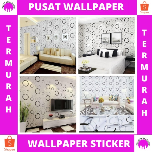 COD TERMURAH  - Pusat Wallpaper Dinding Stiker Motif POLKADOT PUTIH UKURAN 45CMX1M