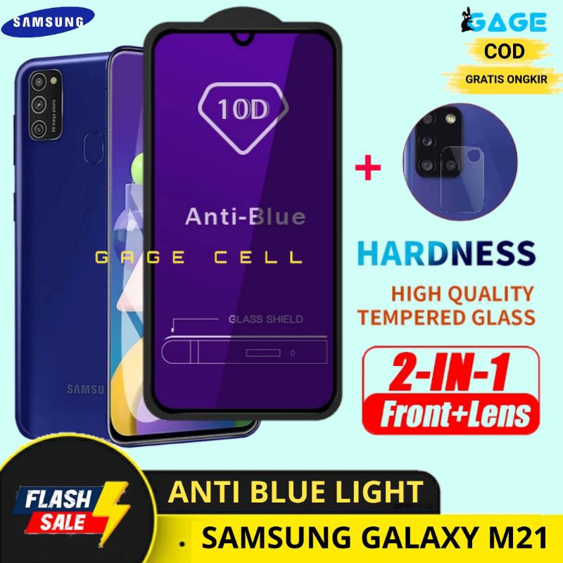 2IN1 TEMPERED GLASS ANTI BLUE LIGHT SAMSUNG GALAXY M21 TG ANTIGORES RADIASI SAMSUNG M21 PREMIUM