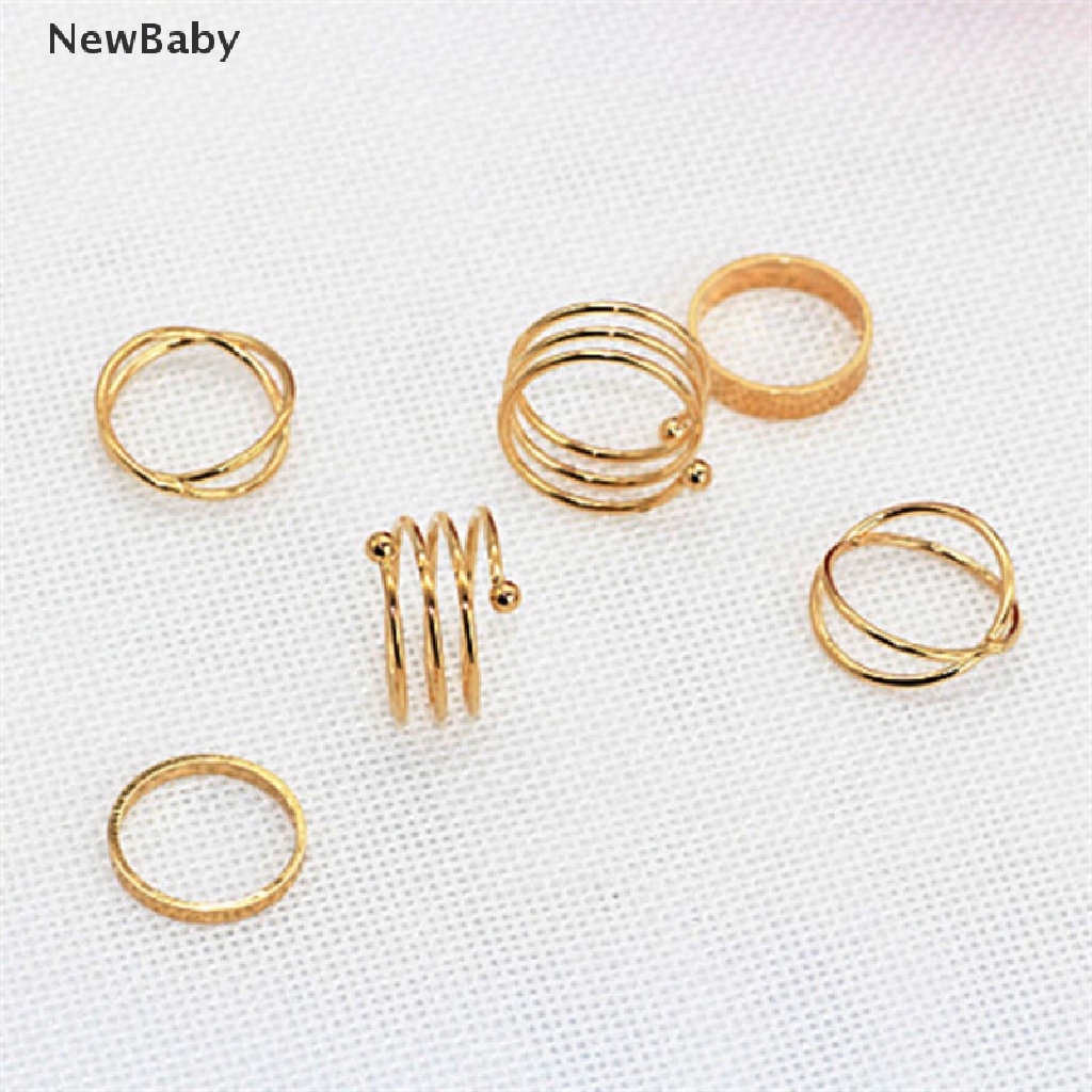 6pcs / Set Cincin Knuckle Bahan Alloy Gaya Punk Unik Untuk Wanita