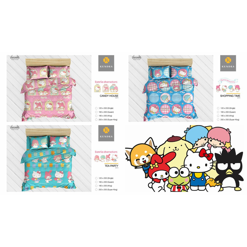 Sprei Kendra Sanrio Ukuran 180x200 / 160x200 - Hello Kitty My Melody Little Twin Stars