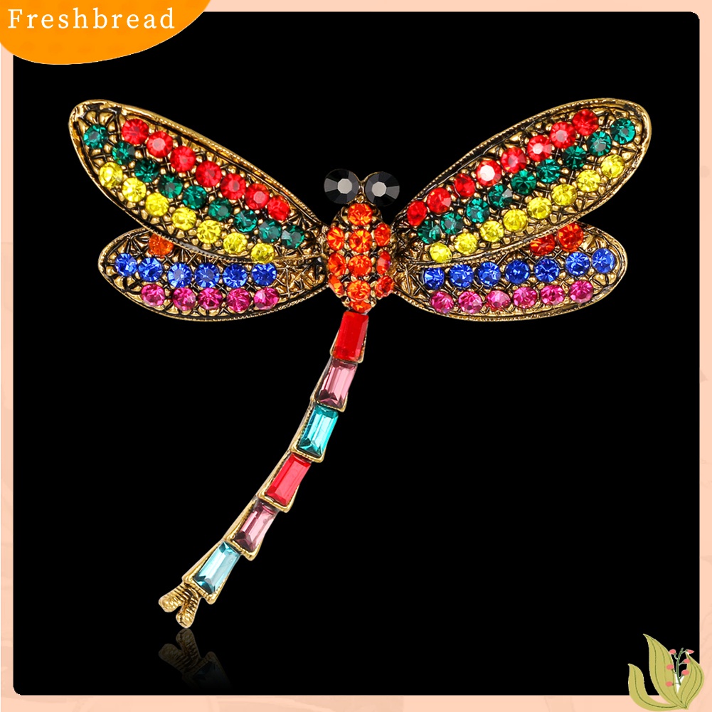 [ TERLARIS]Women Vintage Multicolor Rhinestone Dragonfly Insect Scarf Accessory Brooch Pin