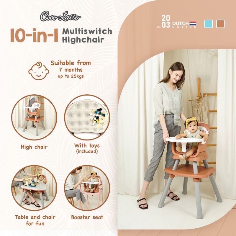 Makassar - Kursi Makan Baby Chair Cocolatte High Chair 10 in 1 High Chair CL 2320 Multiswitch Multi Switch