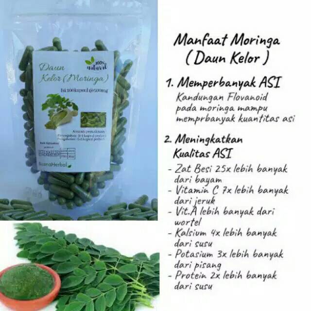 Kapsul Daun kelor / daun moringa segar, masker daun kelor