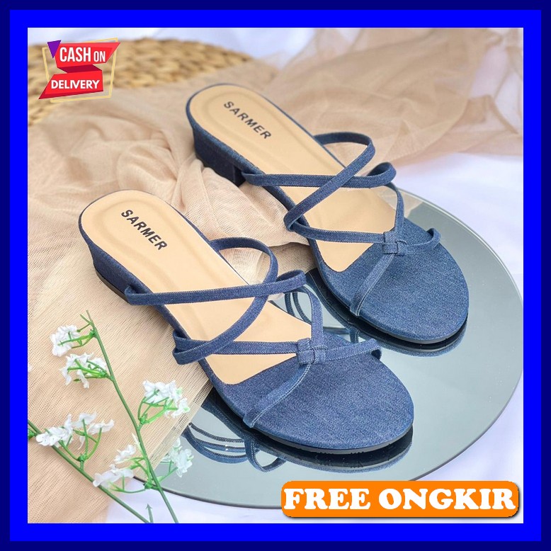 Sendal Hak High Heels Pesta Wanita Sandal Haihil Haihils Perempua Nm351 Hak Tahu Kaca Mindea Tali He