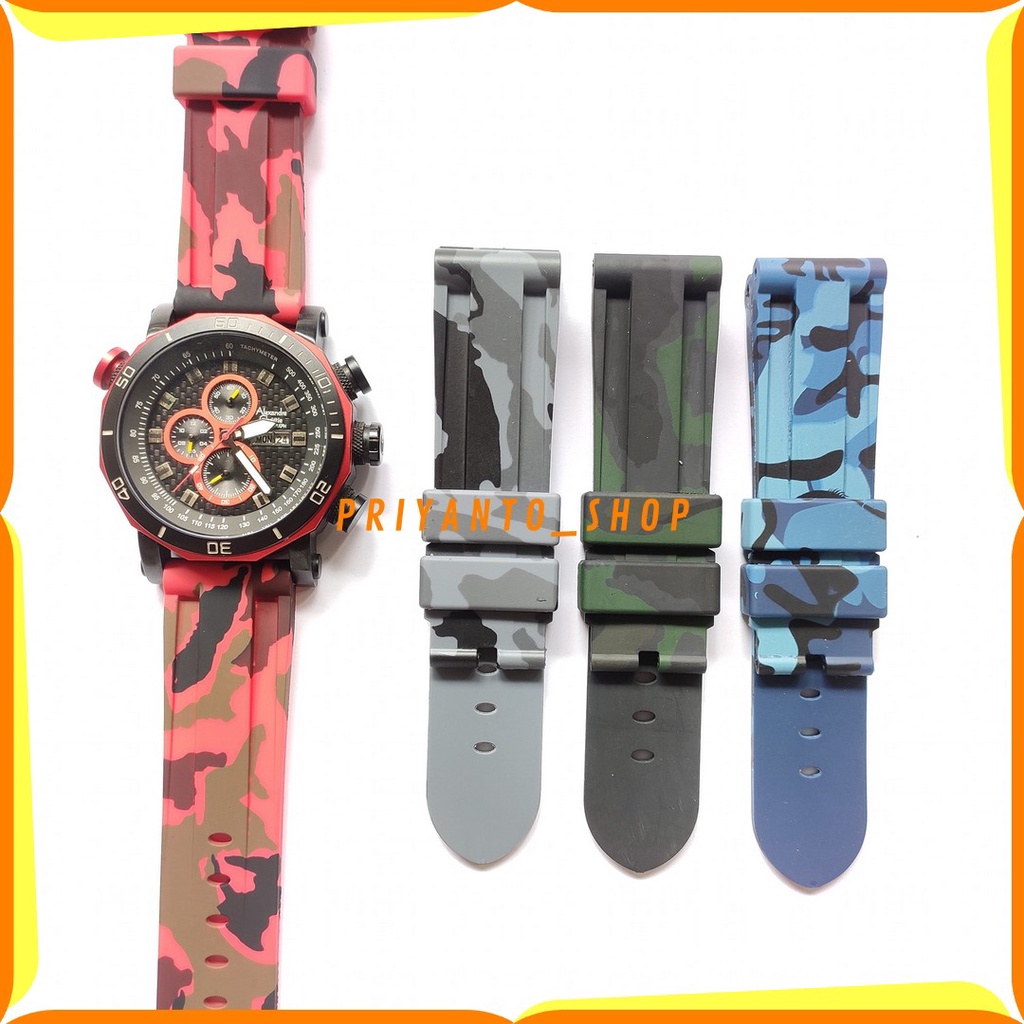 STRAP TALI JAM TANGAN RUBBER SILIKON 24MM MOTIF ARMY TENTARA