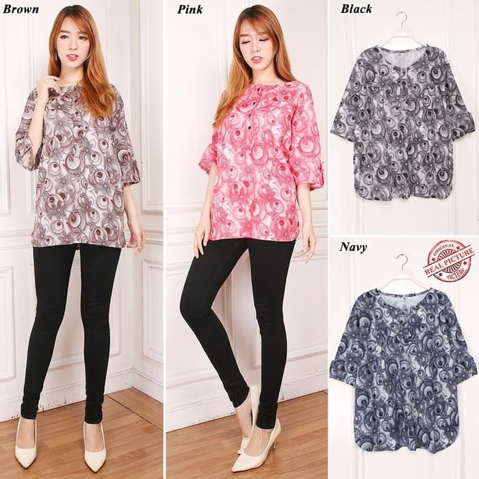 Paling Laku! Baju Wanita Big Size Branded Dns Jumbo 7C8 Jill Vnec KJ245 Sb Collection Atasan Blouse