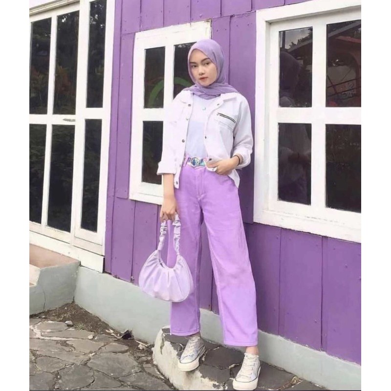 Boyfriend Baggy Snow/ Celana Baggy Jeans/ Celana Jeans Plain Boyfriend Washed Wanita Sleting Depan Pusatgrosir_solo