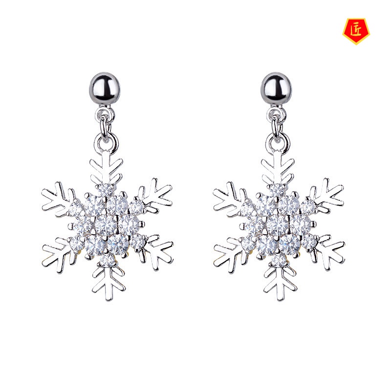 [Ready Stock]Female Personality Fairy Snowflake Diamond Earrings