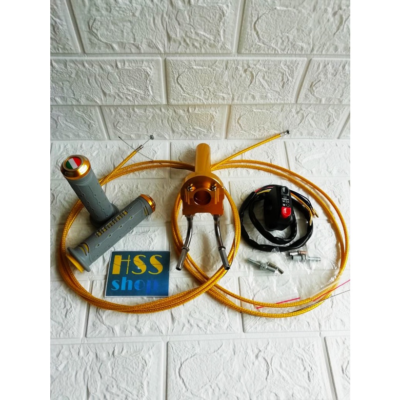 Gas Spontan Kabel 2 + Saklar + Handgrip + 2 Kabel Gas = Vixion New, ADV 150, Nmax 155, Pcx 150, Aero