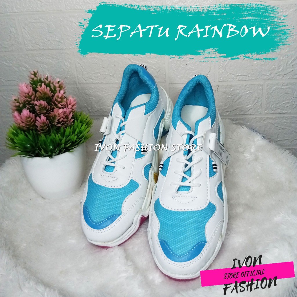 SEPATU OLAHRAGA MODEL KOREA RAINBOW PRIA DAN WANITA MURAH BISA COD