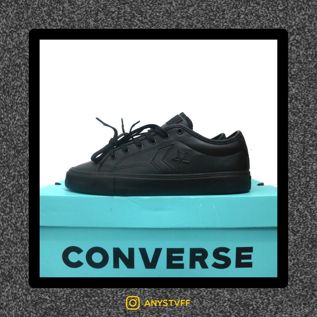 Converse Star Replay Ox full black mono leather second preloved original