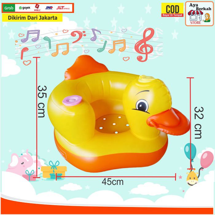 Sofa Kursi Makan Bayi belajar duduk balon Baby Chair Model Tiup Bebek Dengan Music Musik