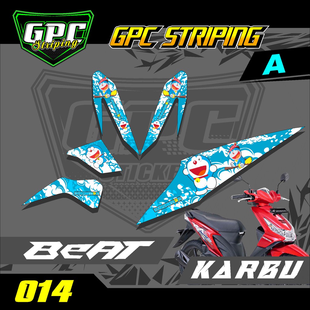 Stiker Striping Beat Karbu 2008/2012 - Stiker List Variasi Honda Beat Karbu Doraemon Kode GPC-014