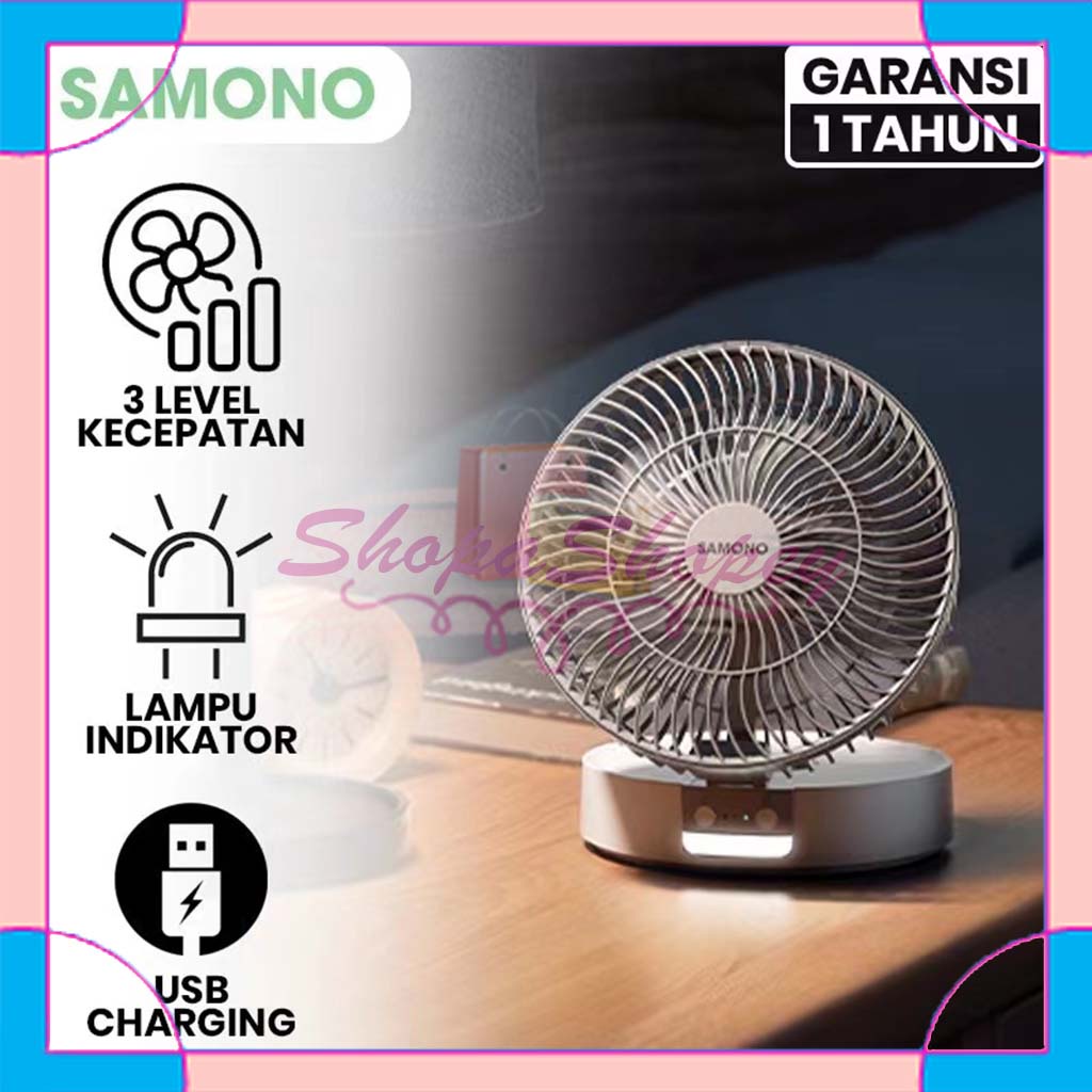 Samono Kipas Multifungsi USB Charge 3 Tingkat Kecepatan Portable Fan Bisa Dilipat Design Ergonomis SW-DF03 Grey