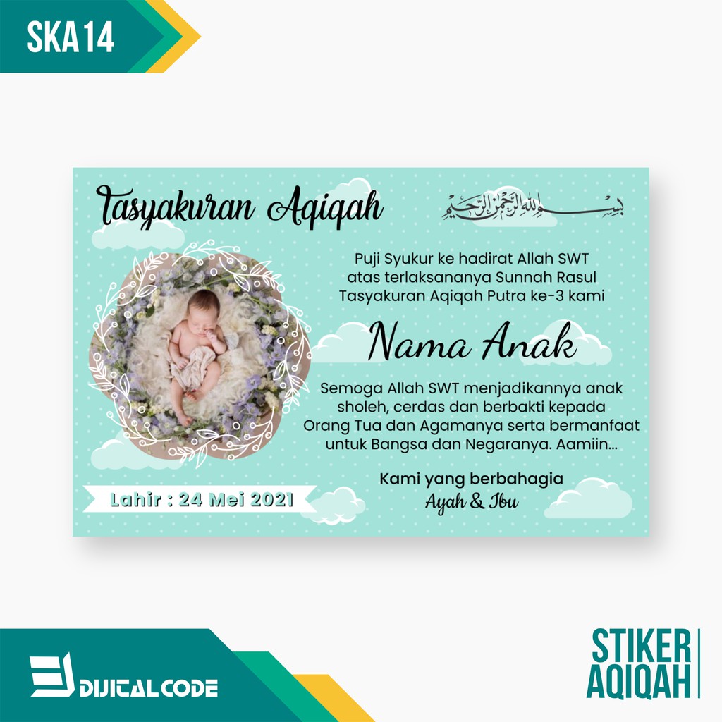 

SKA14 Stiker Label Syukuran Aqiqah Kelahiran Anak