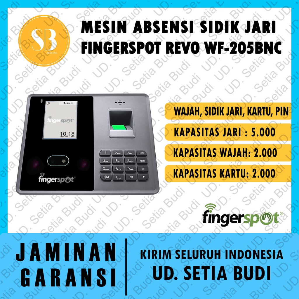 Mesin Absensi Wajah + Sidik Jari Fingerspot Revo WF-205BNC 205 BNC