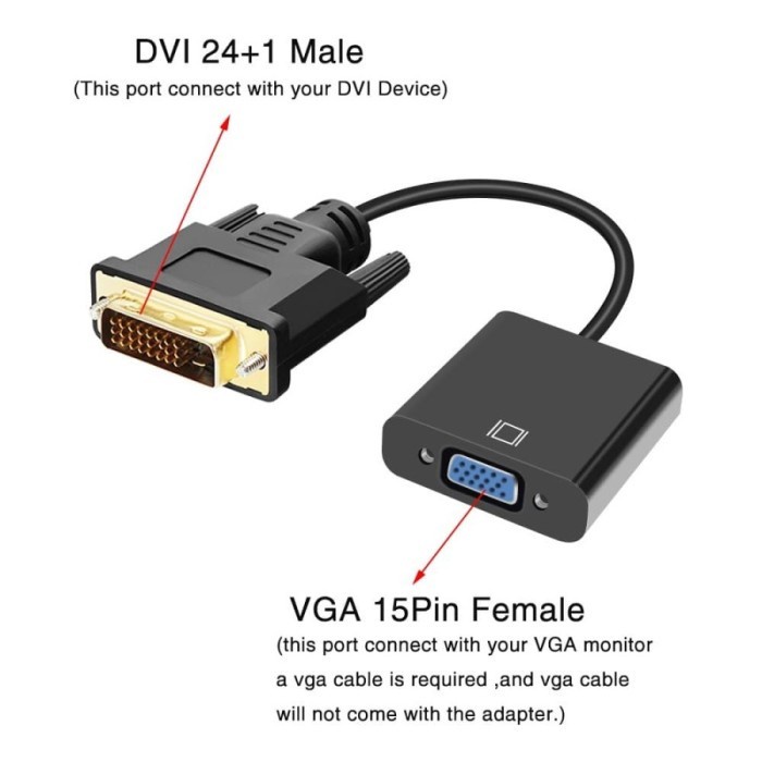 Konverter DVI to Vga / Kabel DVI Male 24+1 to Vga Female