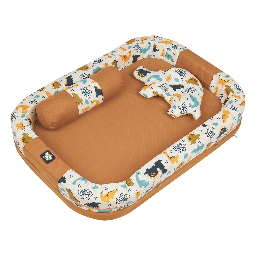 [4 kg] Baby Joy Kasur Bayi Kolam + Kelambu Kojong (bisa dilepas) Little Dino Series - BJK 4018-Gold Brown