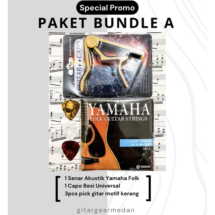 (PAKET BUNDLE) PENJEPIT KAPO CAPO GITAR AKUSTIK KLASIK SENAR GITAR YAMAHA PICK PIK GITAR