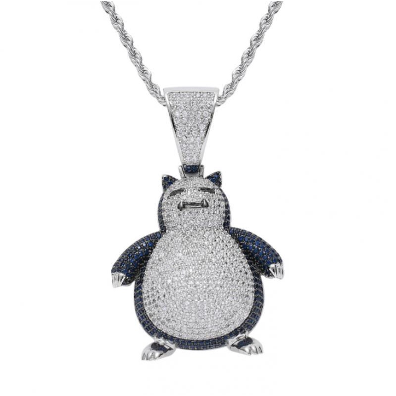 High-End Fashion Cute Pokemon Kabi Beast Pendant Micro-Inlaid Zircon Hip-Hop Jewelry Gift