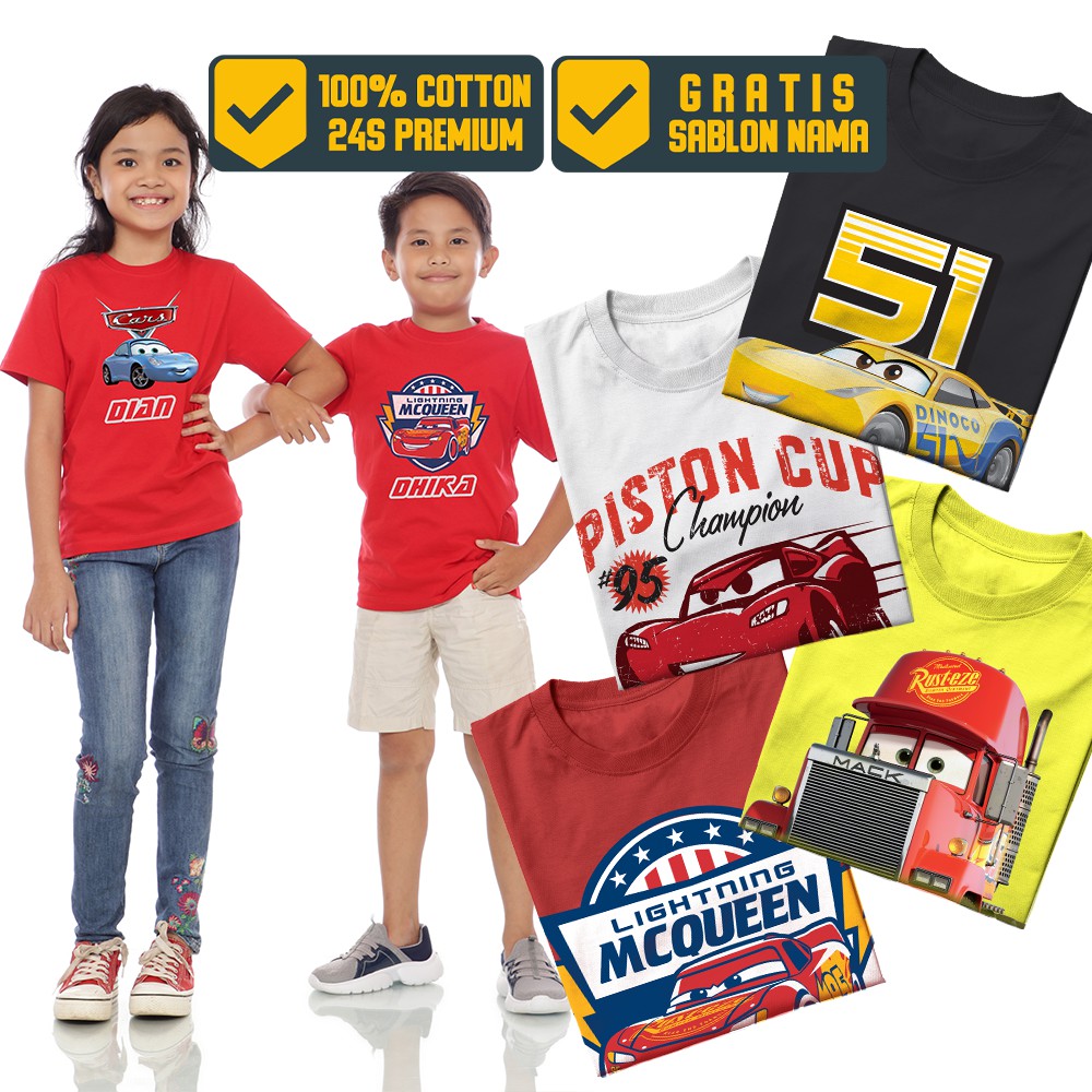 PREMIUM Baju Kaos Cars Anak - Baju Couple Keluarga Cars McQueen