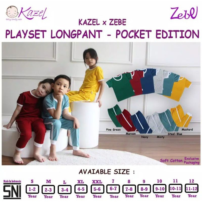 Kazel piyama Playset Longpant Pocket Edition Part1/ Piyama anak kazel zebe